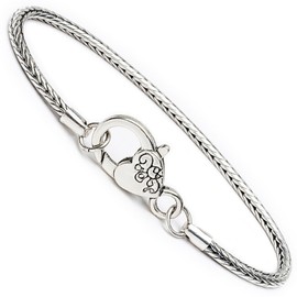 RUBYCA 5pcs 20cm Snake Chain 18KGP Silver Plated Charm Bracelet European Bead Lobster Heart Clasp