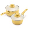 GreenLife Soft Grip 1QT and 2QT Saucepan Set, Healthy Ceramic