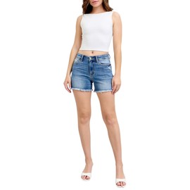 Judy Blue High Waist Vintage Wash Shorts with Fray Hem Blue