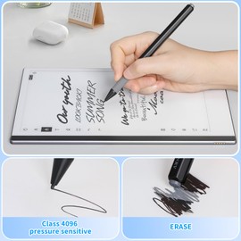 TNRV EMR Stylus Remarkable 2 Pen Replacement with Digital Eraser + 5 Tips,Prevent Palm Contact,[4096 Pressure Level].Suitable for Writing on EMR Stylus Screens【Please Check usability】 Gray