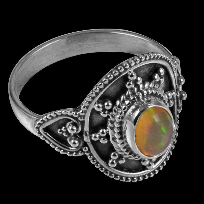 Silver Palace Ethiopian Opal Gemstone 925 Sterling Silver Bohemian Oxidized