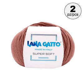 Super Soft Yarns for Crocheting and Knitting 100% Merino Wool Soft Yarn, Extrafine Wool Made in Italy by Lana Gatto Super Soft Line, 4 oz 274 yds, (2, Brick-Red - 14574)