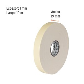 Truper CDC-19100 Cinta doble cara de 19 mm x 10 m, color, Ancho 19 mm, pack of/paquete de 1