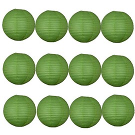 A Liittle Tree -12 PCs Round Paper Lanterns Wedding Party Christmas New Year (Green, 14")