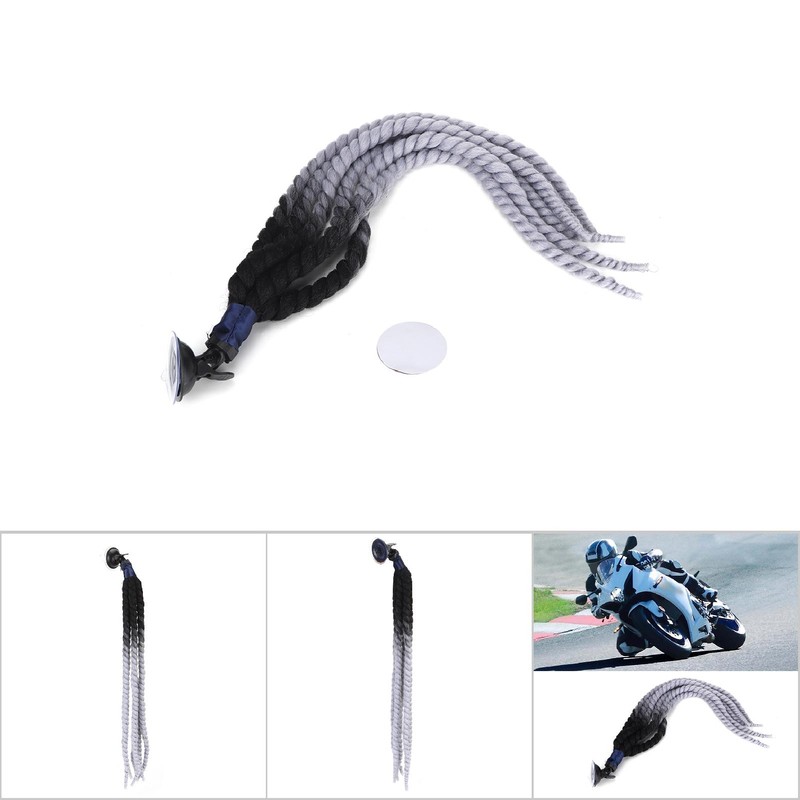 27.6in Motorcycle Helmet Woman Braids Wig Detachable Ponytail with Suction
