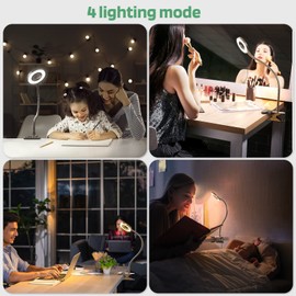 GLORIOUS-LITE LED Clip on Light, 36 LED Reading Light, 4 Modes Book Light, 360° Rotation Gooseneck Reading Lamp, Eye-Caring Clip on Lamp for Bed, Desk,Computer, Headboard, Dorm Room(Silver)