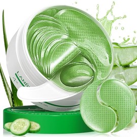 LANBENA Parches De Aloe Vera Para El Contorno De Ojos Para Ojos Hinchados Y Ojeras, Mascarilla De Gel De Colágeno Para Ojos - Almohadillas Para El... 