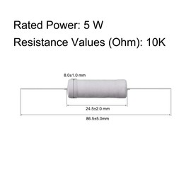 uxcell 10Pcs 10K Ohm Resistor, 5W 5% Tolerance Metal Oxide Film Resistors, Shaft Lead, Flame Proof for DIY Electronic Projects and Experiments