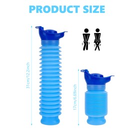 1 Pcs Shrinkable Emergency Urinal,Male Female Portable Outdoor Mobile Toilete,Portable Shrinkable Urinal Reusable Emergency Urinal for Camping Car Travel Traffic Jam and Queuing(750 ML,Blue)