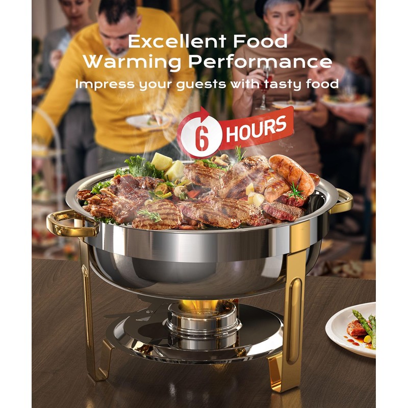Chafing Dishes for Buffet 2 Pack, 6QT [Worry-Free Assemble] Round