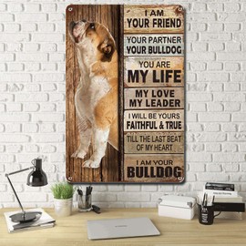 Lygond Metal Sign Tin Sign Vintage Wall Art I Am Your Friend Gift for Bulldog Lovers Dog Lovers Vintage Wall Art Prints Metal Signs Vintage for Restaurant 6×8 Inches
