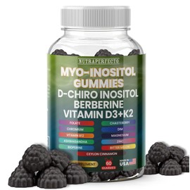 Nutraperfecto Sugar Free Inositol Gummies, Myo-Inositol & D-Chiro Berberine Vitamin D3 K2 DIM