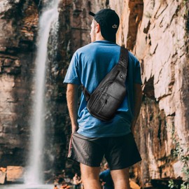 Polare Cowhide Leather Waterproof Casual Daypack Sling Shoulder Chest Crossbody Bag For Men