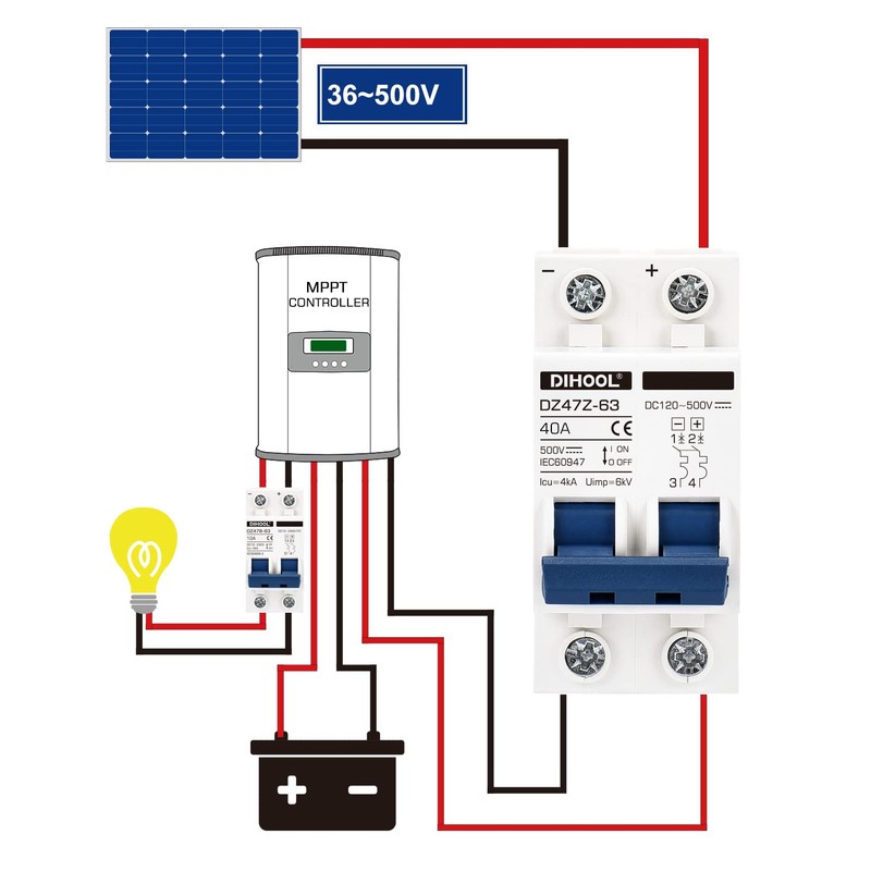DIHOOL 2P 40 amp Solar DC Isolator Switch DC Miniature