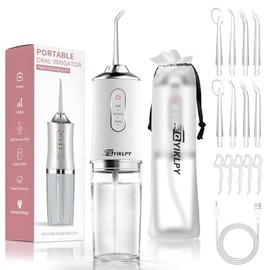 Irrigador bucal de agua,limpiador dental con 3 modos y 8 boquillas,water flosser carga,250 ml portátil inalámbrico,IPX7 impermeable,Apto para varios miembros de la familia,viaje y ducha