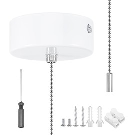 Bathroom Pull Cord Chrome Light Switch Pull Switch for Bathroom Pull Cord Switch with Cord 150 cm Chains Mounting Tool Stylish Upgrade Cord Switch for Bathroom Light Bathroom Accessories (White)