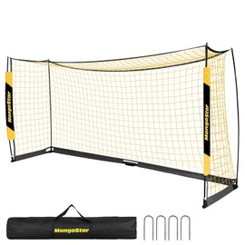MangoStar Soccer Goal, 12X6 FT Soccer Goal for Backyard Portable Net Collapsible Metal Base, Quick Set Up Soccer Net for Indoor Outdoor Practice Training with Carry Bag