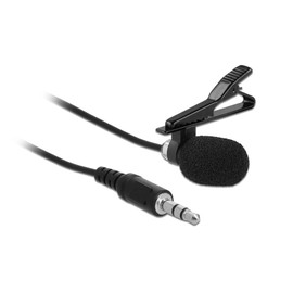 DELOCK 66279 Tieten Lavalier Microphone Omnidirectional with Clip 3.5 mm Jack Plug 3 Pin + Adapter Cable for Smartphones and Tablets