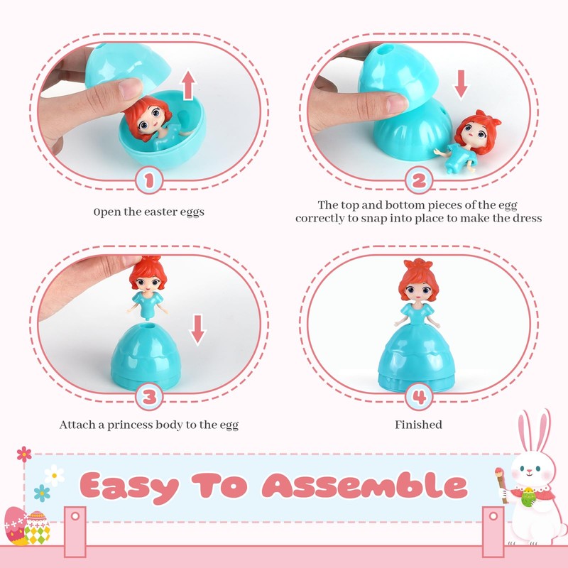 Konijiwa Easter Gifts for Kids, 12 Piece Prefilled Easter Egg,Perfect