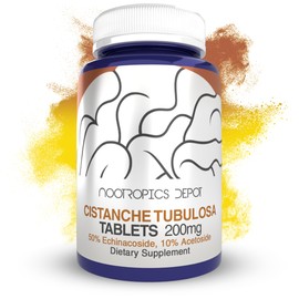 Nootropics Depot Cistanche tubulosa Tablets | 200mg | 60 Count | Minimum 50% Echinacoside + 10% Acetoside (Verbascoside) | Promotes Physical Strength and Energy | Promotes Vitality
