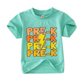 CM C&M WODRO Pre-K Shirt for Toddler Baby Boy Girl Preschool First Day of School T-Shirt Back to School Kindergarten Tee Tops(Cyan,4T)