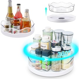 2 Platos giratorios Lazy Susan, Organizador Giratorio, Negro, Panal de Abeja, Estante Giratorio para Especias, Soporte para Especias de Cocina,