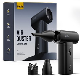 Fetik Compressed Air Duster, 130000RPM Electric Air Duster, 3 Gear Adjustable Jet Fan for Car Dry Keyboard Computer Cleaning, Air Bed, Hair Dry