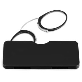 REAVEE Ultra Thin Armless Reading Glasses for Men Women, No Temple Pinch Nose Clip on Readers Small Pocket with Mini Portable Case, Black +2.0