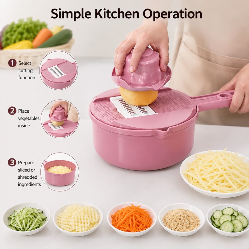 9-in-1 Vegetable Cutter for Kitchen – Multi-Function Slicer, Shredder and