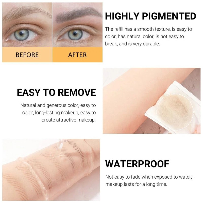 FeiCuiYun BestBy07/27 Magic Microblade Eyebrow Pen 4-Tip Waterproof Brown 2Pcs