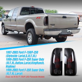 AUTOWIKI Tail Lights For 1997-2003 Ford F-150 F-250 F-350 Super Duty Tail Lights Styleside Model Pickup Black Smoke Lens Rear Taillights 1 Pair