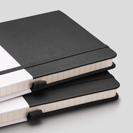 RETTACY RETTACY Notizbuch A5 Hardcover, liniert, 2er Pack - Dickes Journal mit 376 nummerierten Seiten, 100g/m² Papier, 8 perforierten Blättern, Stiftschlaufe, Innentasche - Schwarz Schwarz