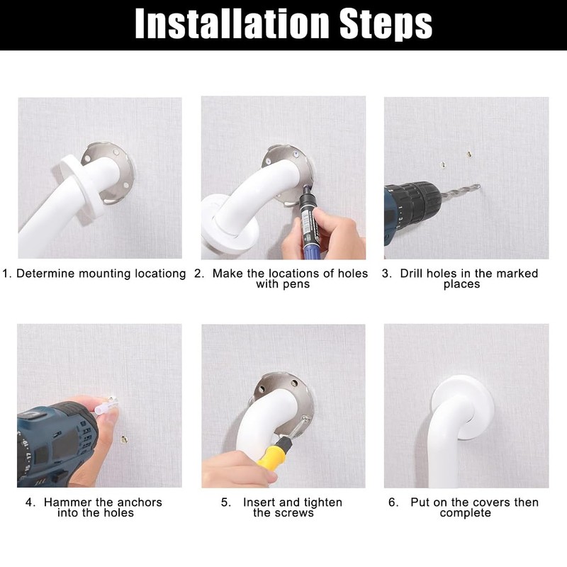 Bath Grab Rails for Elderly Anti Slip Shower Wall Grip