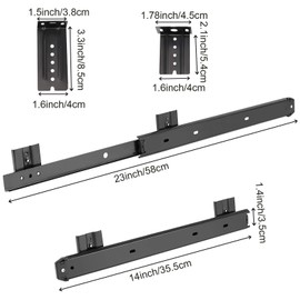 ZOENHOU 3 Pairs 14 Inch Black Keyboard Tray Slides, 22 LB Heavy Duty Ball Bearing Slides Hardware, Computer Tray Keyboard Slider Under Desk Rails Rack with 24 Adjustable Height Bracket and 48 Screws