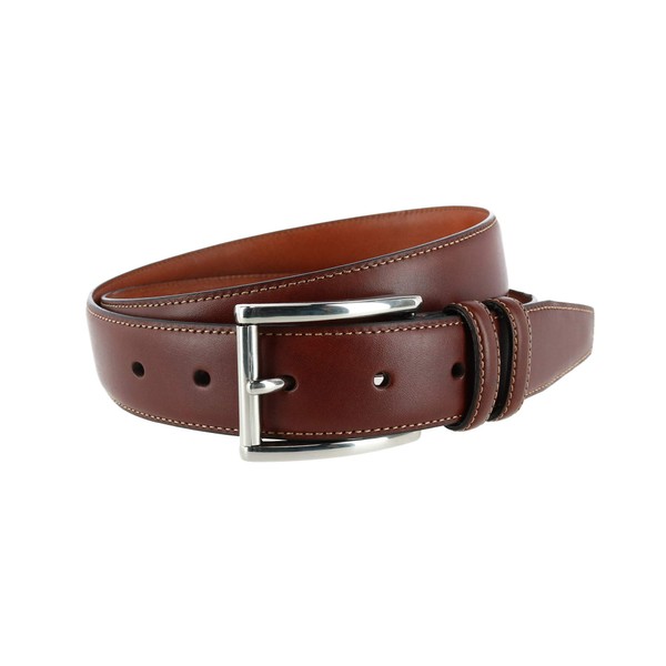 Trafalgar Men's Lorenzo 32mm Dropped Edge Leather Dress Belt, 32,