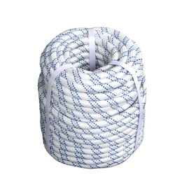 Elfinrm Arborist Tree Rope, 3/4 Inch 120FT, Bull Rope, Heavy Duty Braides Polyester Ropes for Tree Work, Camping or Swinging (White Blue Grey)