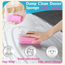 6pcs Damp Clean Duster Sponge, Reusable Wet Duster Sponge,Multiple Colors of Cleansing and Dusting Tools to aces from, Suitable for Housework, Doors, Windows, Glass, Vents, Blind Dusters
