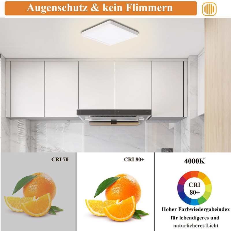 Ouyulong LED Ceiling Light 18 W 4000 K Square IP44