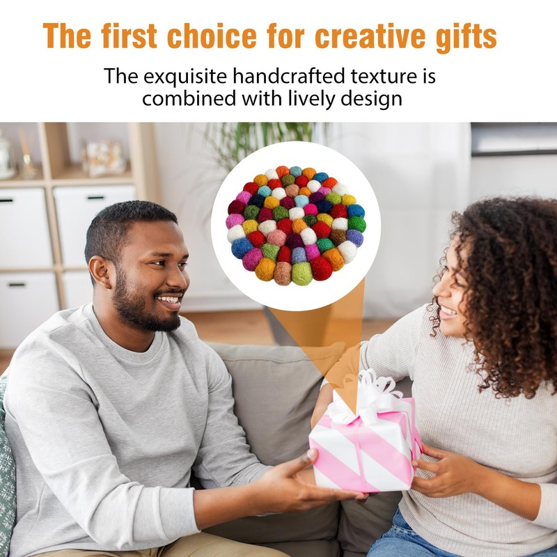 2 Pack Wool Table Coasters, Felt Coasters, Handmade Felt Coasters