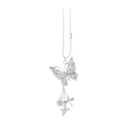 Ganz Silver Flying Butterfly Car Charm 7.5 Inch with Silver Chain