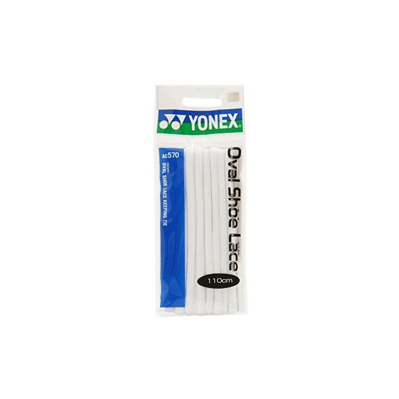 Yonex AC570 011 Oval Shoelace, White, 43.3 inches (110 cm)