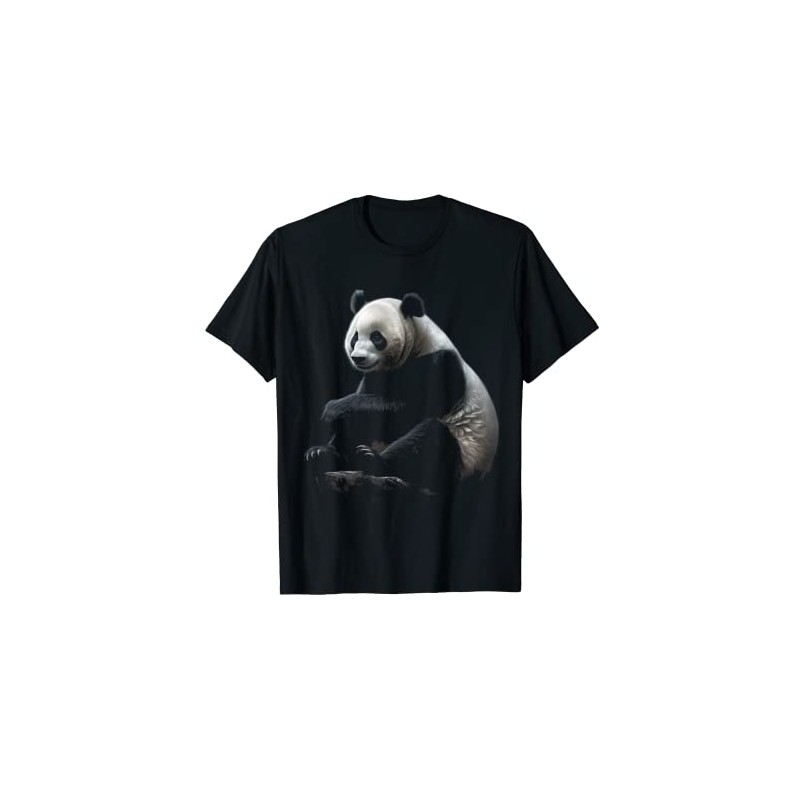 Large Panda Zoo Animal Panda T-Shirt, black