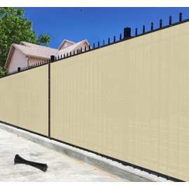 Bynbbur 6'x78' Privacy Fence Screen Net Fencing 95% Privacy Blockage Windscreen Fence Cover with Copper Grommet for Patio Backyard Garden Swimming Pool, Zip Ties Included, Beige
