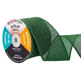 Mandala Crafts 20 Yards Country Western Rustic Accents Decorative Trimmings Wrapping Jute Burlap Ribbon Spool (Green, 2.5 Inches)