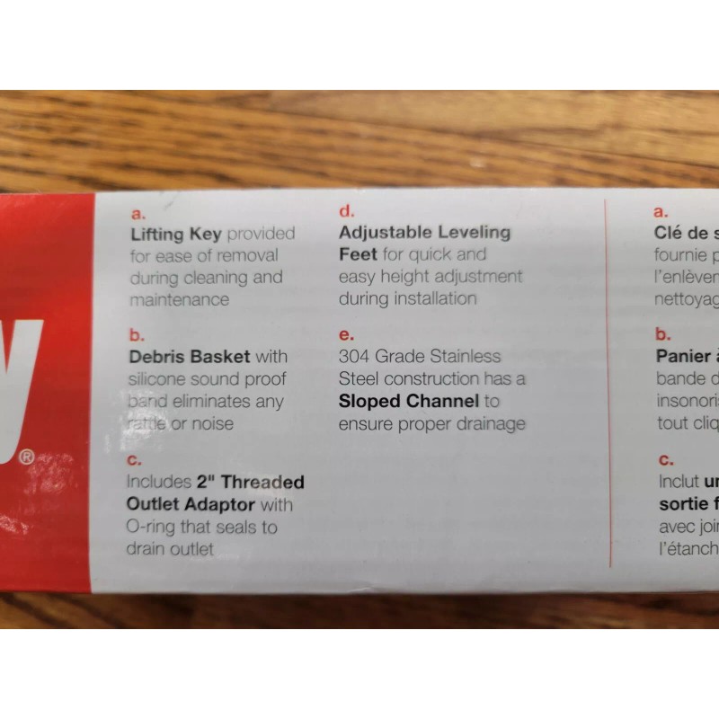 Oatey NEW Oatey Designline Stainless Steel Linear Shower Drain, Square