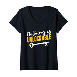 Womens Locksmith Nothing Is Unlockable Pick Tools V-Neck T-Shirt