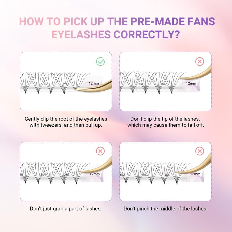 NAGARAKU 7D Prefabricated Fan Eyelashes, 120 Fans Volume, Premade Fans