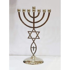 Jewish Messianic Silver Temple Menorah 8.5 inches Tall