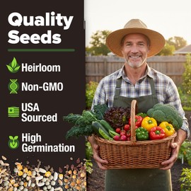HOME GROWN 15 Variety Survival Seed Vault 7,000+ Heirloom Non-GMO Vegetable Seeds for Planting, High Germination, Complete Garden Starter Kit, Prepper Survival Gear, Indoor Outdoor