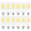 Sunco Lighting 12 Pack Vintage LED Edison Bulbs, 75W Equivalent 8.5W, 1000 LM, Dimmable ST58 Filament, 3000K Warm White, E26 Medium Base, Clear Glass Light Bulbs